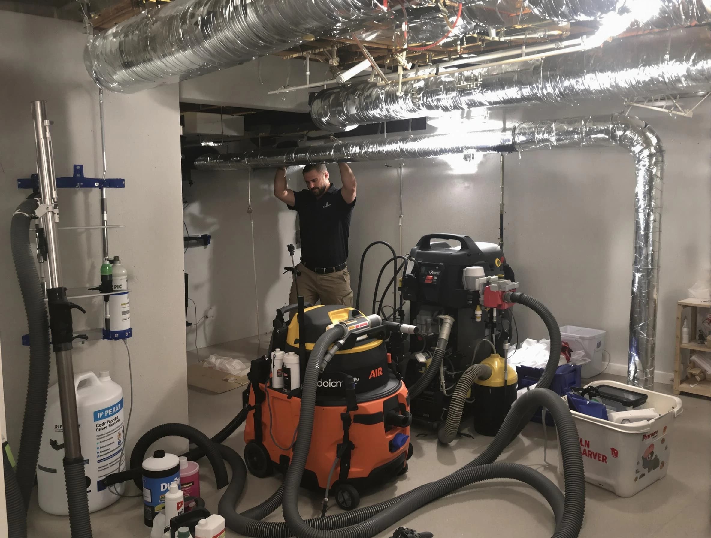 Cottondale Air Duct Cleaning specialist performing professional mold removal from air ducts using safety equipment in Cottondale